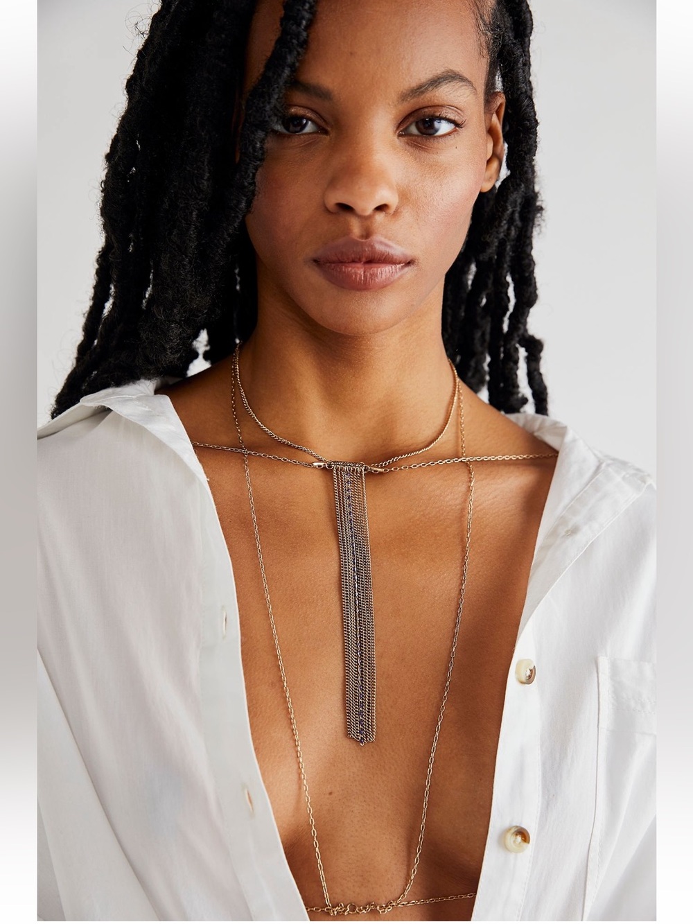 SILVER LARIAT CHAIN